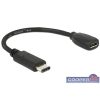   Delock 15cm USB Type-C 2.0 apa - USB 2.0 micro-B típusú anya fekete adatkábel