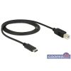   Delock 1m USB Type-C 2.0 apa - USB 2.0 B típusú apa fekete kábel