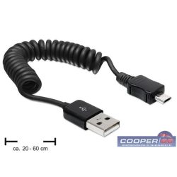 Delock 83162 USB 2.0-A apa > Micro USB-B apa spirál kábel