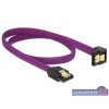   Delock 83696 SATA 6 Gb/s 50 cm lefele / egyenes metál lila Premium összekötő kábel