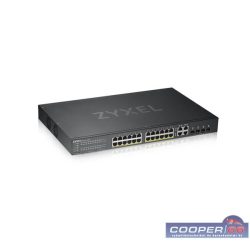 ZyXEL GS1920-24HPv2 28port GbE LAN PoE (375W) 4x GbE SFP/RJ45 Combo port L2 menedzselhető PoE switch