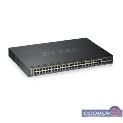 ZyXEL GS1920-48HPv2 48port GbE LAN PoE (375W) 4port Gbe combo RJ45/SFP L2 menedzselhető PoE switch